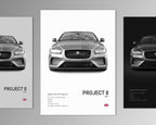jaguar xe sv project 8 front profile car poster black and white minimalist design