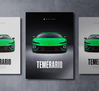 green lamborghini temerario front view dark moody car wall art poster with bold text
