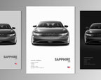 lucid air sapphire front profile car poster black and white minimalist design