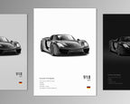 918 spyder front profile car poster black and white minimalist design